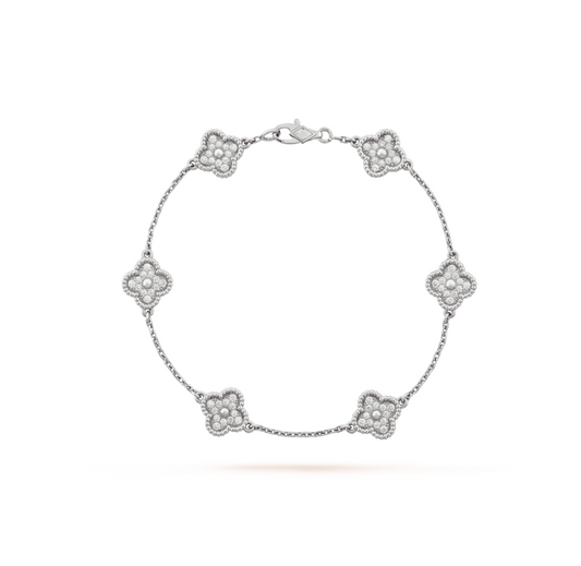 [Regalia jewelry]CLOVER 6 MOTIF SILVER DIAMOND BRACELET