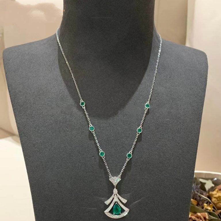 [Regalia jewelry]DREAM NECKLACE MALACHITE DIAMOND SILVER