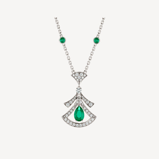 [Regalia jewelry]DREAM NECKLACE MALACHITE DIAMOND SILVER