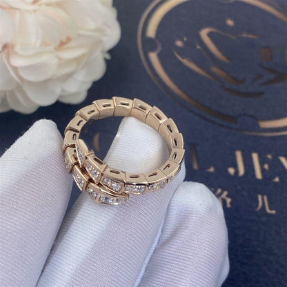 [Regalia jewelry]SERPENTI RING PINK GOLD DIAMOND PAVED 4MM