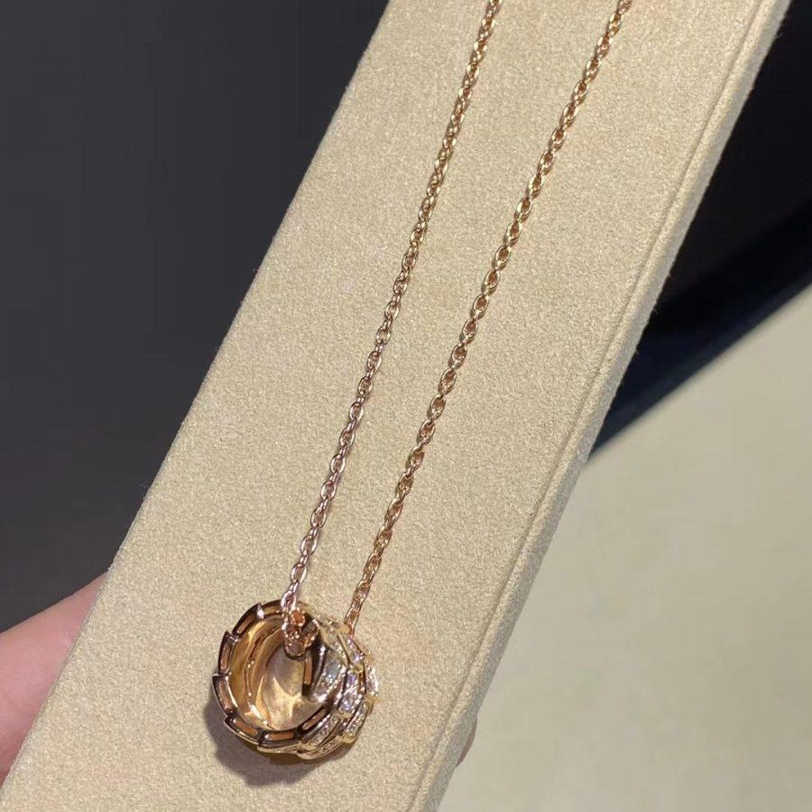 [Regalia jewelry]SERPENTI PINK GOLD NECKLACE DOUBLE RING DIAMOND