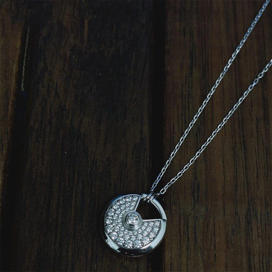 [Regalia jewelry]AMULETTE SILVER FULL DIAMOND NECKLACE