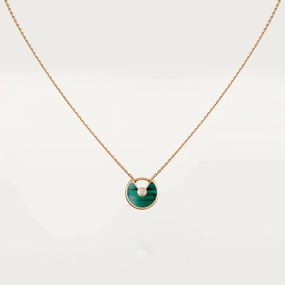 [Regalia jewelry]AMULETTE ROSE GOLD MALACHITE NECKLACE