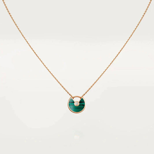 [Regalia jewelry]AMULETTE ROSE GOLD MALACHITE NECKLACE