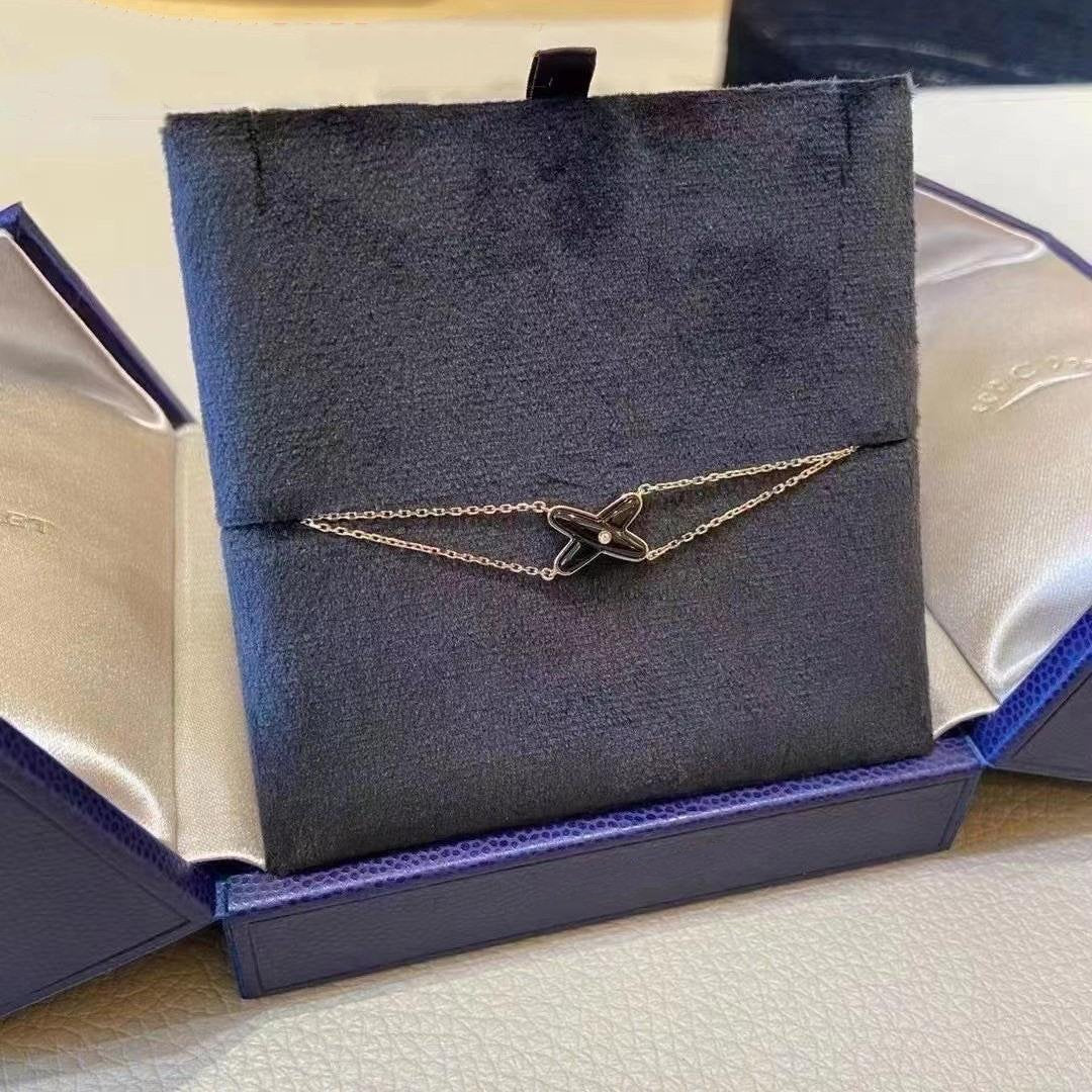 [Regalia jewelry]JEUX BRACELET ONYX PINK GOLD 1 DIAMOND