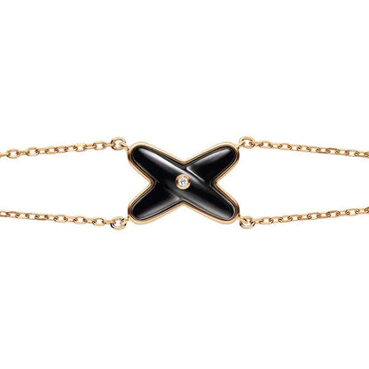 [Regalia jewelry]JEUX BRACELET ONYX PINK GOLD 1 DIAMOND