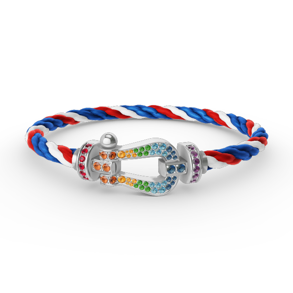 [Regalia jewelry]FORC LARGE HORSESHOE  COLORED DIAMOND BRACELET SILVER