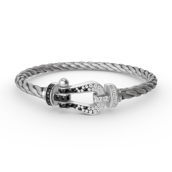 [Regalia jewelry]FORCE LARGE HORSESHOE BLACK WHITE DIAMOND BRACELET SILVER