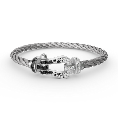[Regalia jewelry]FORCE LARGE HORSESHOE BLACK WHITE DIAMOND BRACELET SILVER