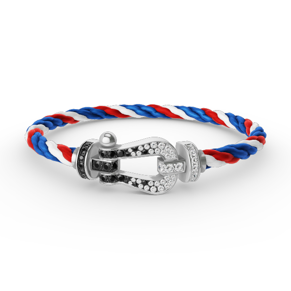 [Regalia jewelry]FORCE LARGE HORSESHOE BLACK WHITE DIAMOND BRACELET SILVER