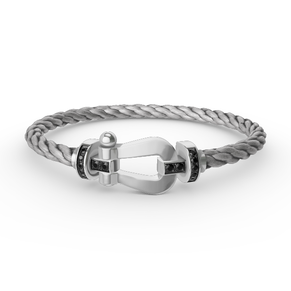 [Regalia jewelry]FORCE LARGE HORSESHOE BLACK DIAMOND BRACELET SILVER