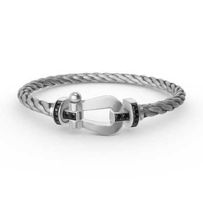 [Regalia jewelry]FORCE LARGE HORSESHOE BLACK DIAMOND BRACELET SILVER