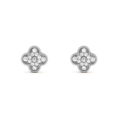 [Regalia jewelry]CLOVER 1 MOTIFS DIAMOND STUD EARRINGS SILVER