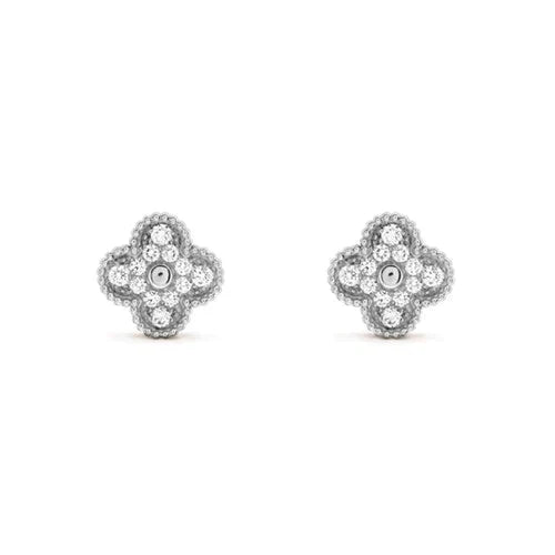 [Regalia jewelry]CLOVER 1 MOTIFS DIAMOND STUD EARRINGS SILVER