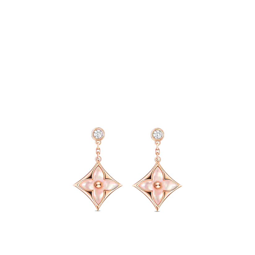 [Regalia jewelry]DOUBLE STAR PINK GOLD MOP DROP EARRINGS