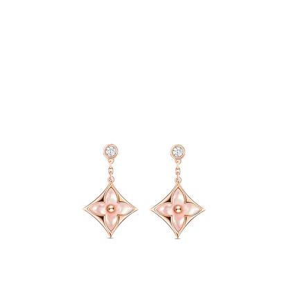 [Regalia jewelry]DOUBLE STAR PINK GOLD MOP DROP EARRINGS