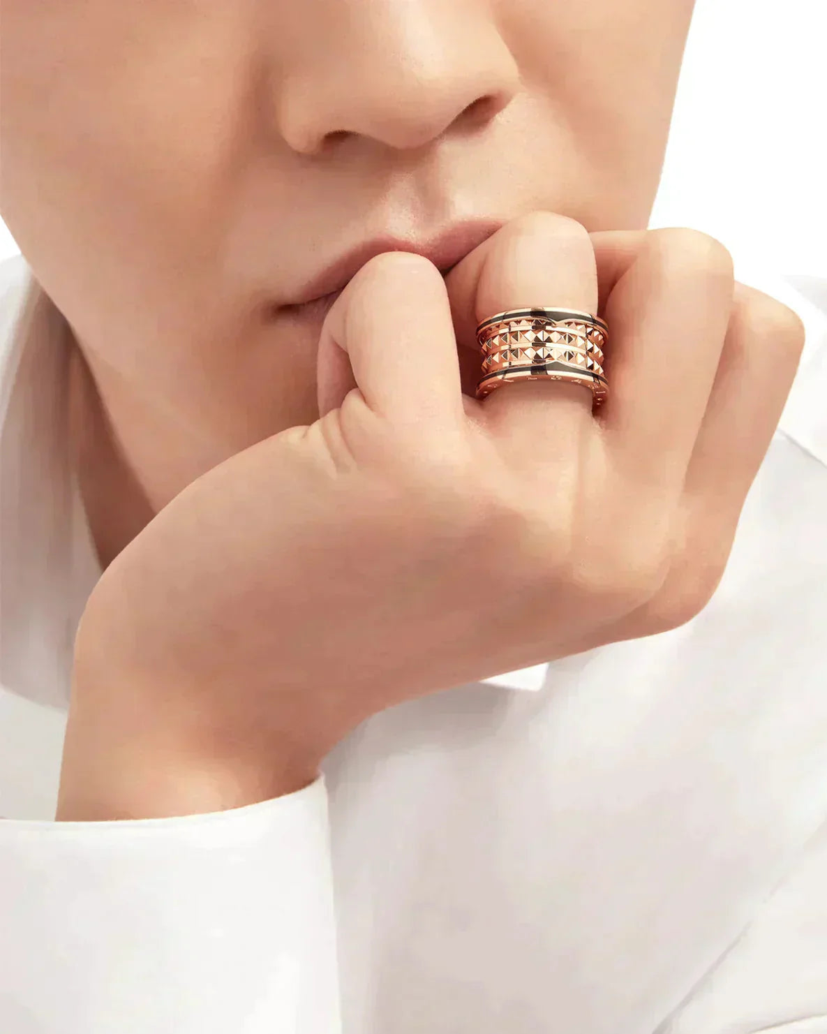 [Regalia jewelry]ZERO 1 ROCK BLACK CERAMIC PINK GOLD LARGE MODEL