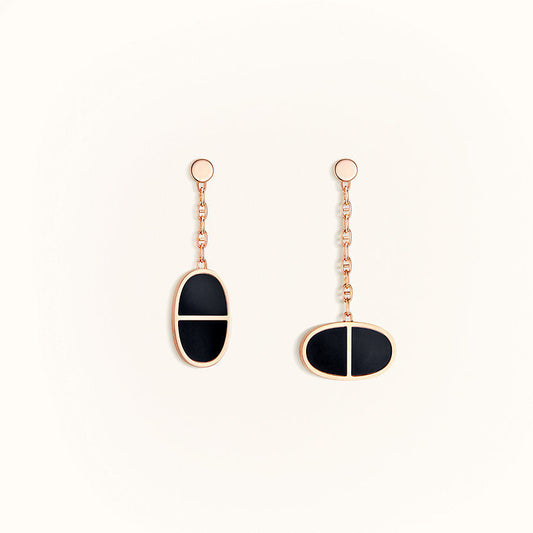 [Regalia jewelry]CHAINE VERSO BLACK CERAMIC EARRINGS