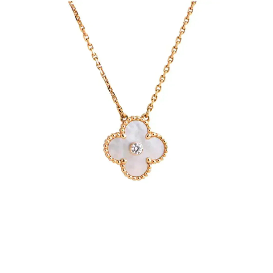[Regalia jewelry]CLOVER 15MM DIAMOND WHITE FRITILLARIA NECKLACE
