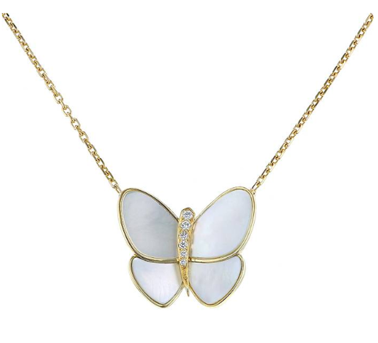 [Regalia jewelry]BUTTERFLY GOLD MOP DIAMOND NECKLACE