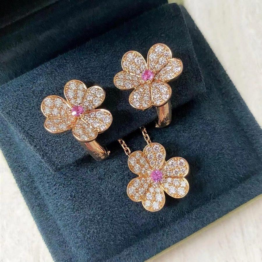 [Regalia jewelry]FRIVOLE PINK GOLD FLOWER DIAMOND EARRINGS