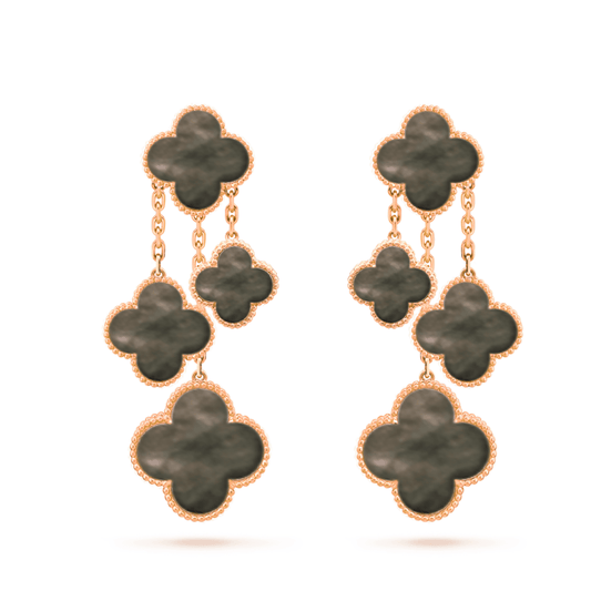 [Regalia jewelry]CLOVER EARRINGS DARK MOP 4 MOTIFS ROSE GOLD
