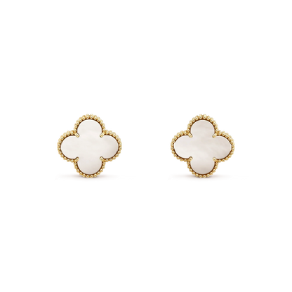 [Regalia jewelry]CLOVER MEDIUM 1 MOTIFS  WHITE MOP STUD EARRINGS