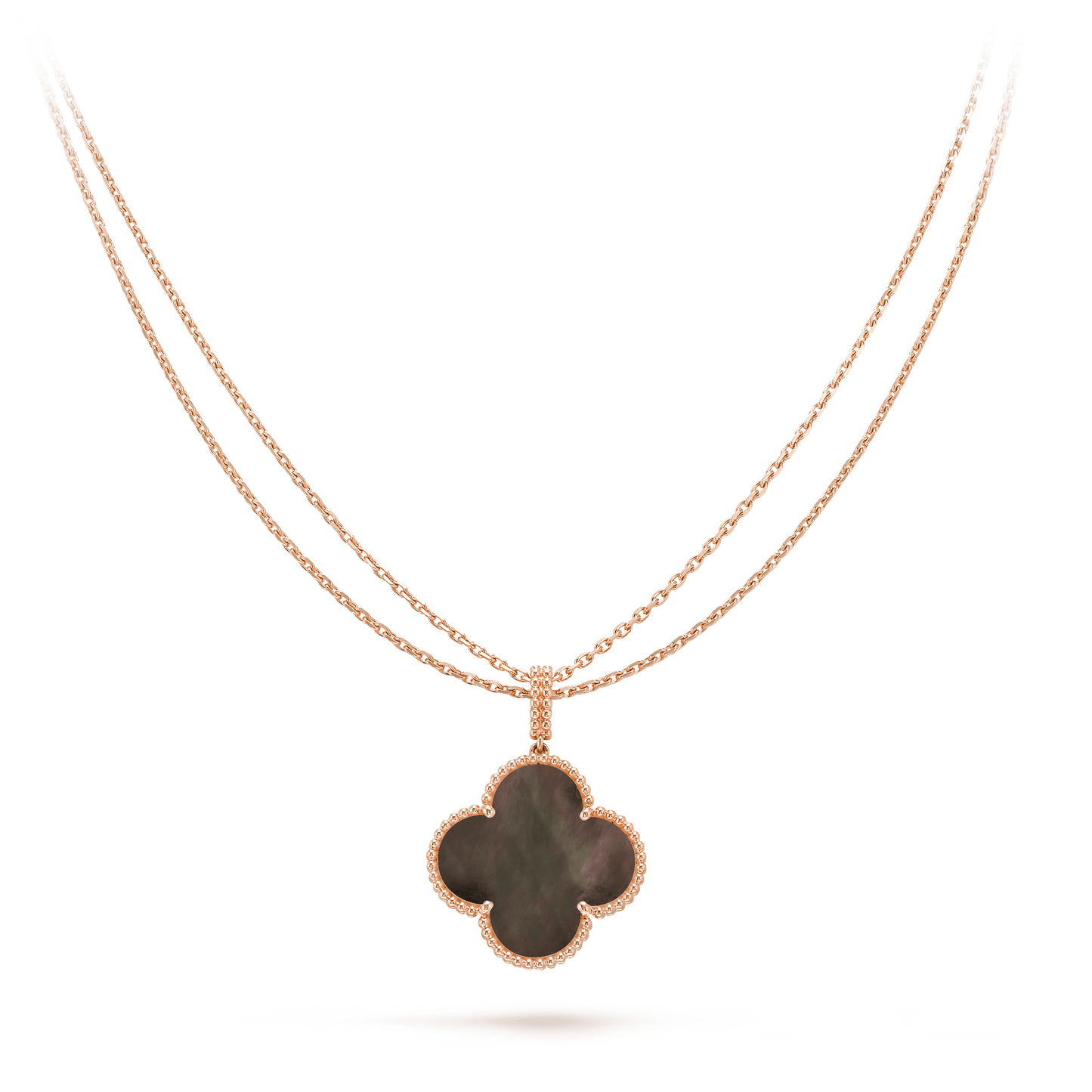 [Regalia jewelry]CLOVER 25MM GOLD DARK MOP BIG CLOVER NECKLACE