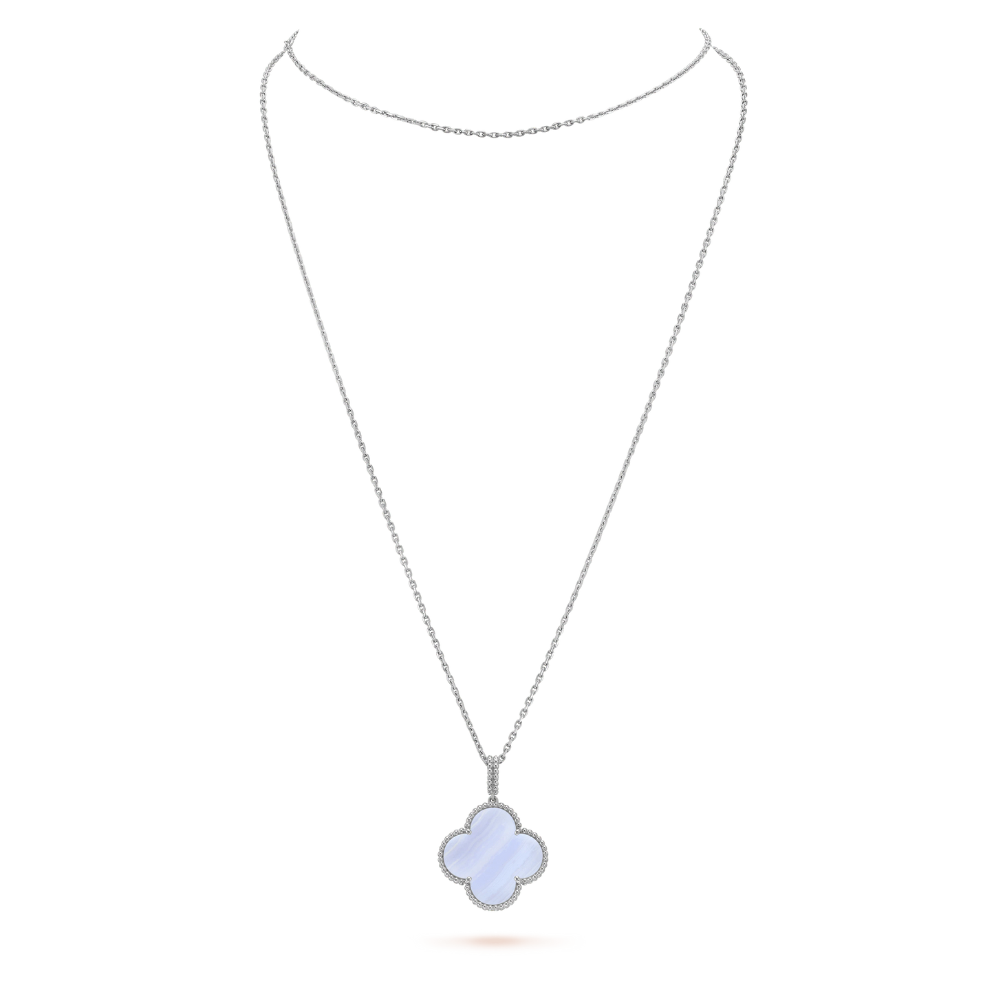 [Regalia jewelry]CLOVER SILVER CHALCEDONY BIG CLOVER NECKLACE