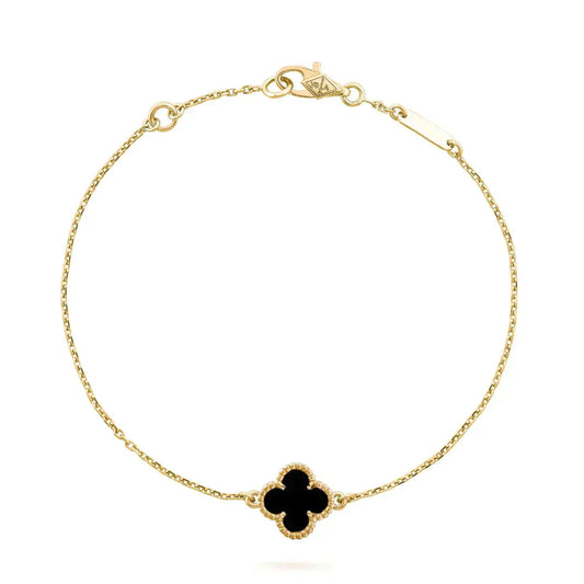 [Regalia jewelry]CLOVER ONYX SINGLE FLOWER BRACELET