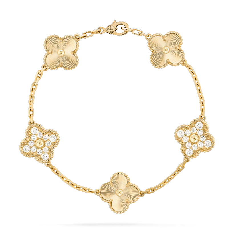 [Regalia jewelry]CLOVER BRACELET 5 MOTIFS GOLD DIAMOND