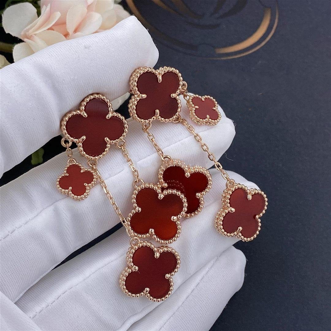 [Regalia jewelry]CLOVER EARRINGS CARNELIAN 4 MOTIFS PINK GOLD