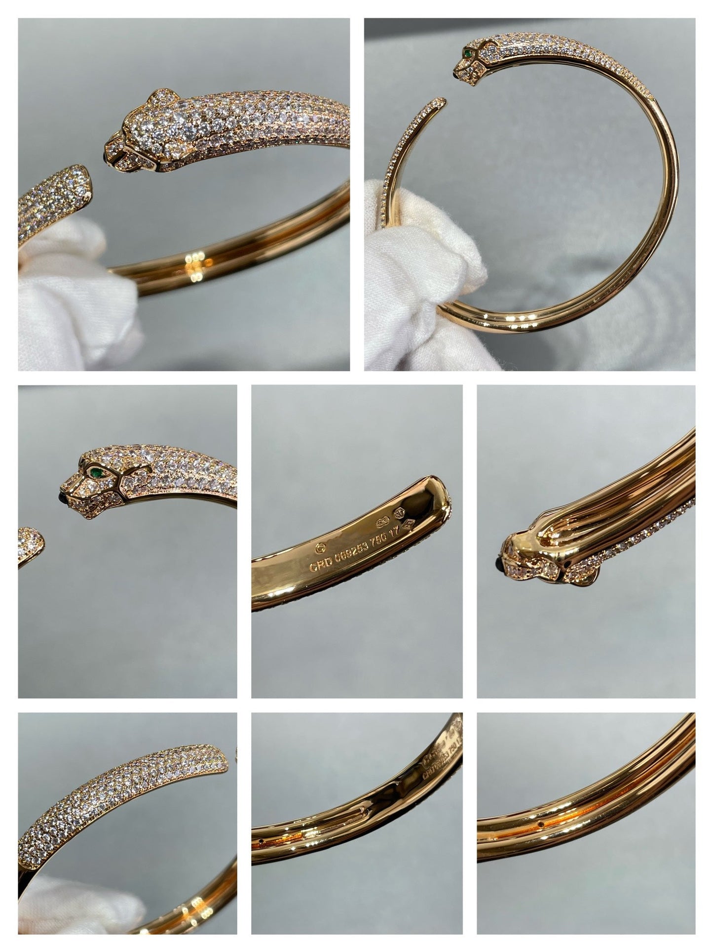 [Regalia jewelry]PANTHERE FULL DIAMOND OPEN BRACELET