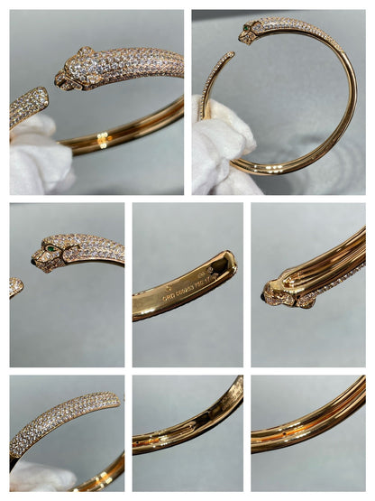 [Regalia jewelry]PANTHERE FULL DIAMOND OPEN BRACELET