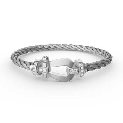 [Regalia jewelry]FORCE LARGE HORSESHOE HALF DIAMOND BRACELET SILVER