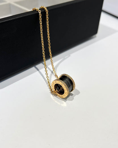 [Regalia jewelry]ZERO 1 BLACK CERAMIC DIAMOND PINK GOLD NECKLACE
